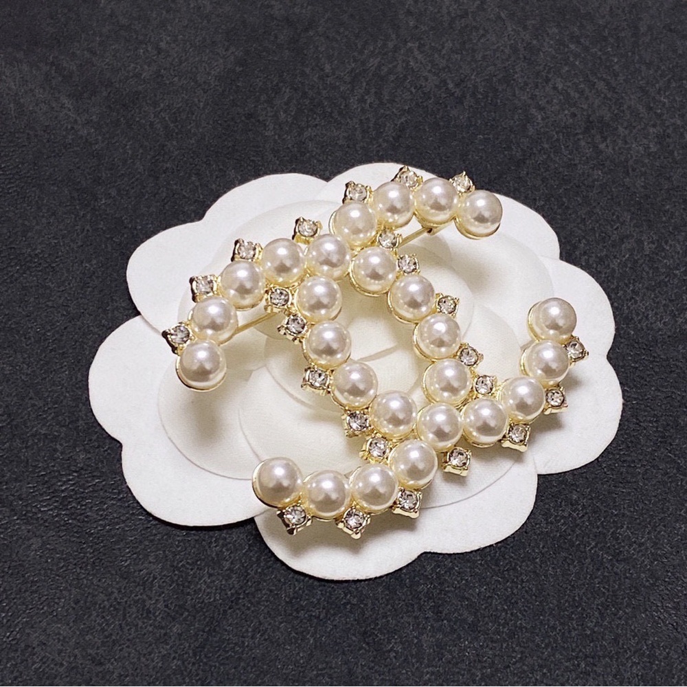 Chanel Double C Pearl Brooch